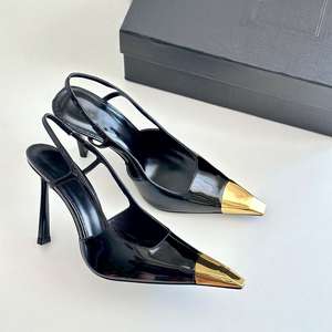 Sandales à talons pour femmes de haute qualité, à bout pointu, respirantes, en cuir PU PVC, tendance, pour l'extérieur, été. - Product Image 3