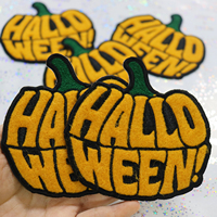 Patchs brodés en feutre de 3,9 pouces sur le thème de la citrouille d'Halloween, grands patchs thermocollants Jack-O'-Lantern pour vestes, sweats à capuche et pulls