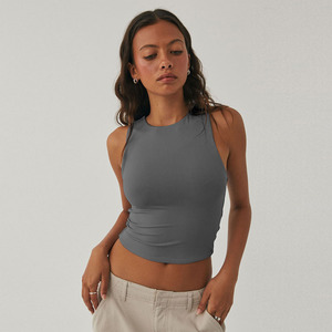 Vente en gros Top <span class=keywords><strong>bustier</strong></span> moulant sans manches Hot Girl avec col rond débardeur basique sensuel - Product Image 3