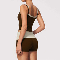 Maßgeschneiderte Damen Ärmellose Elastische 3-Teilige Yoga-Sets Farbblockierung Hohe Taille Bauchkontrolle Atmungsaktiv Schnelltrocknend Fitness-Sets