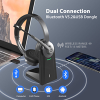 Dongle USB à double connexion pour casque sans fil 5.0 ou 5.2 pour le bureau et le centre d'appels