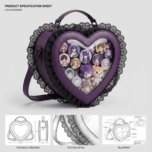 Sac à bandoulière personnalisé tendance gothique en forme de cercueil Ita Bolsa avec fenêtre transparente en PVC et motif ailes de chauve-souris unique pour événements de cosplay - Product Image 2