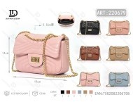 กระเป๋าสะพายไหล่แบบโซ่ล็อคสำหรับผู้หญิง ขนาด 7 นิ้ว หนังไมโครไฟเบอร์สังเคราะห์ ใช้ได้ทุกวันทุกฤดูกาล - Product Image 1