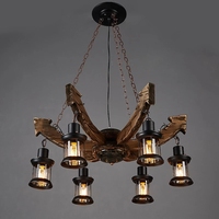 Lustre Vintage en Bois Massif, Suspension LED Plafonnier Style Ferme 120cm, Design Moderne et Traditionnel, 220V, Lampe Centrale