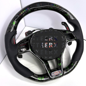 Volant personnalisé en fibre de carbone forgée verte avec LED pour Mercedes AMG W204 C63 C43 W212 C180 C200 C260 C300 C63 AMG C204 GLK - Product Image 3