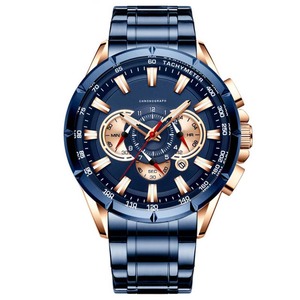 Reloj de Pulsera para Hombre 8363, Cronógrafo, Correa de Acero Inoxidable, Resistente al Agua 3 ATM, Reloj de Cuarzo de Lujo para Hombre - Product Image 1