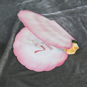 Thème océan 7e <span class=keywords><strong>anniversaire</strong></span> fête coquille de <span class=keywords><strong>mer</strong></span> inviter carte pliée rose coquillage carte d'<span class=keywords><strong>anniversaire</strong></span> faire-part de mariage avec perle - Product Image 4