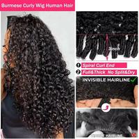 Perruque mi-tête bouclée naturelle en cheveux humains bruts birmans, sans colle, pour femmes noires, facile à porter, pré-épilée, installation facile, perruque mi-tête à retourner