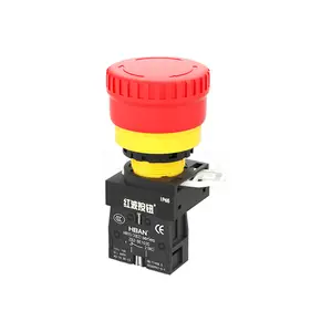 Venta directa de fábrica marca HBAN interruptor de parada de emergencia impermeable cabeza grande rojo elevador botón 22mm IP65