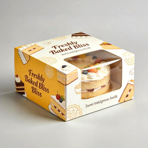 Cajas de Embalaje de Papel para Pasteles con Logotipo Impreso Personalizado, Diseño de Caja de Pastel Personalizada, Cajas de Embalaje de Papel para Alimentos Plegables Ecológicas con Ventana - Product Image 2