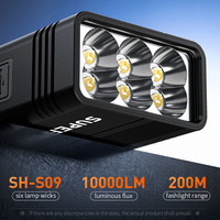 Lampe torche LED rechargeable USB en alliage d'aluminium haute puissance 10000LM 90W, longue durée de vie, utilisation d'urgence, IP44, faisceau de 200M