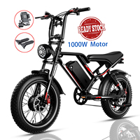 Vélo de montagne électrique S8 à pneus larges de 20 pouces, moteur de moyeu arrière 1000W/1500W/250W, 50 km/h, en promotion aux États-Unis et en Europe