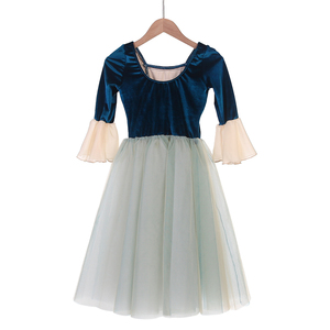 25055 Romantisches blaugrünes Ballett Tutu Kleid Langes Baumwoll tanz kostüm für Mädchen für Mazurka-Tanz - Product Image 2