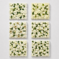 Panneau mural de fleurs artificielles 100x100cm en gros pour usine, décoration de toile de fond de mariage, fournisseur de roses blanches et d'hortensias