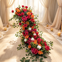 Chemin de table en fleurs de terre cuite pour décoration de mariage d'automne, arrangement floral artificiel pour table de mariage