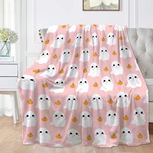 <b>Halloween</b> Pumpkin Ghost Bat Flannel <b>Blanket</b> Throw <b>Blanket</b> Nap <b>Blanket</b> Party Decor Horror Gift Lightweight Breathable - Product Image 3
