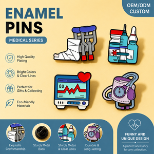 Lot de badges en émail personnalisés en gros, <span class=keywords><strong>série</strong></span> médicale, badges métalliques sur le thème des équipements de santé, ensemble de pin's de revers - Product Image 1