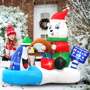 5FT Blow Up Xmas Polar Bear Christmas Inflatable Decor With Led Light Outdoor Custom Yard Decoration