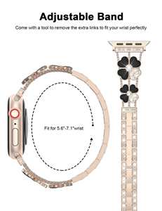 Quattro foglie di trifoglio leggero per le donne cinturini in metallo con diamanti lucidi per <span class=keywords><strong>Apple</strong></span> <span class=keywords><strong>Watch</strong></span> serie iWatch 10 9 8 7 6 5 4 3 SE - Product Image 6