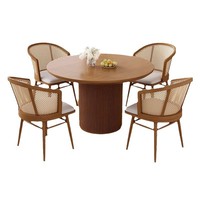 Ensemble table et chaises de salle à manger ronde 6 places en bois massif moderne simple et durable pour petit appartement à usage domestique