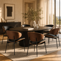 Chaises de salle à manger minimalistes italiennes de style vintage haut de gamme avec dossiers solides pour salons/salles à manger - Nouveau ensemble de salle à manger