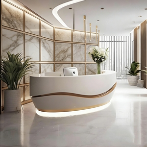 CR004 Comptoir de réception en FRP en forme de I pour bureau, aéroport, salon, magasin, restaurant, clinique, bar, caisse - Product Image 5