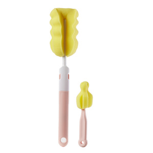 Ensemble de brosses à biberons avec long manche et brosse pour tétine, pour le nettoyage des gobelets, couleur rose - Product Image 1