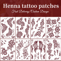 Autocollant de tatouage temporaire au henné pour doigts et mains, style Mehndi indien, OEM ODM, sûr pour la peau, pour commande en gros