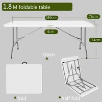 Table rectangulaire d'extérieur portable HDPE de 6 pieds pour banquet Mesa Plegable pliable en plastique pour hôtel, fête, camping, mariage