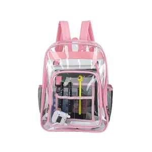 Custom Clear Plastic Backpack Wholesale Durable Thicken PVC Clear Backpack Transparent Clear Backpack School Bag For Teenager