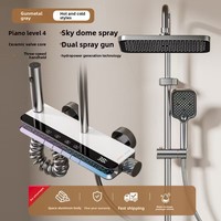 Bộ sen tắm điều khiển nhiệt độ thông minh, màn hình kỹ thuật số, bốn chức năng, tay cầm đơn, vòi phun tia, nhiệt độ không đổi cho phòng tắm