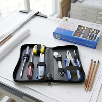 Lot de 8 outils de réparation domestique en acier Cr-V C-MART, clés réglables, ruban à mesurer de 2 m, embouts fendus/Phillips standard
