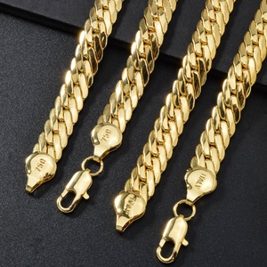 Zeadear Fashion Trendy Brass <b>Copper</b> Alloy 18K Gold Plated 10mm Link <b>Chains</b> Necklace Unisex Anniversary Made China No Stones - Product Image 1