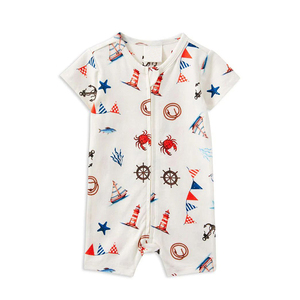 Tutine per Neonati in Bambù Organico, Pigiama a Maniche Corte, Abbigliamento Ecologico per Bambini, Tutina con Cerniera per Neonati - Product Image 2