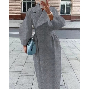 New Retro Court Style <b>Lantern</b> Sleeve Women's <b>Large</b> Lapel Long Coat Fashion - Product Image 5
