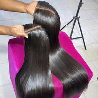 Peluca de Cabello Humano Liso Natural Brasileño, Peluca Frontal de Encaje HD 13x4 Pre-Pluck, Peluca de Cabello Humano Natural Camboyano para Mujeres Negras