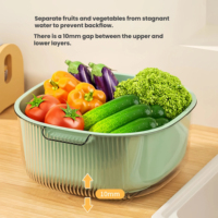 Panier égouttoir double couche en plastique pour cuisine, passoire à fruits et légumes, organisateur de rangement multifonctionnel pour évier domestique