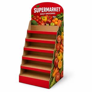 Support d'affichage en carton personnalisé pour produits frais, étagère à fruits et légumes autoportante à six niveaux pour supermarché - Product Image 1