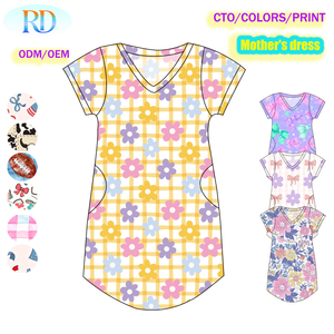 <span class=keywords><strong>Camicia</strong></span> <span class=keywords><strong>da</strong></span> <span class=keywords><strong>Notte</strong></span> in Bambù per Mamma, Manica Corta, Scollo a V, Vestito <span class=keywords><strong>da</strong></span> <span class=keywords><strong>Notte</strong></span> Ampio con Stampa, Personalizzabile ODM OEM, Pigiameria Floreale con Stampa Cartoon per Mamma - Product Image 4
