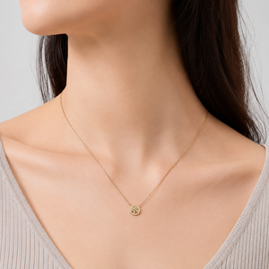 Openwork Medallion Necklace Stainless Steel 14K <b>Gold</b> Vacuum Plated Clear Zircon Pendant <b>Gold</b> and Silver Colors - Product Image 5