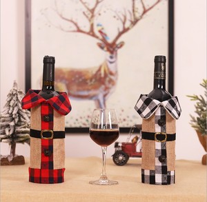 Nordic lino Plaid decorazioni natalizie Festive copri bottiglia di vino e decorazioni per la festa di casa per l'atmosfera - Product Image 6