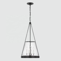 Lampe suspendue Reese de style vintage américain, 14 pouces, villa, salon, hôtel, restaurant, laiton antique, verre perlé, éclairage suspendu intérieur