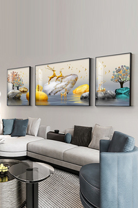 Horloge murale décorative minimaliste de <span class=keywords><strong>salon</strong></span> avec calendrier perpétuel de luxe moderne, peinture murale de fond de canapé, grand <span class=keywords><strong>tableau</strong></span> suspendu - Product Image 3