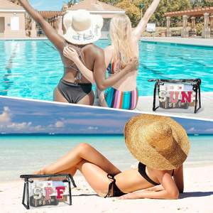 Bolso pequeño con letras <span class=keywords><strong>de</strong></span> chenilla negra, bolso <span class=keywords><strong>de</strong></span> <span class=keywords><strong>maquillaje</strong></span> con cremallera impermeable, logotipo <span class=keywords><strong>para</strong></span> viajes, mujeres, <span class=keywords><strong>adolescentes</strong></span>, bolsa <span class=keywords><strong>de</strong></span> protección solar <span class=keywords><strong>para</strong></span> playa <span class=keywords><strong>de</strong></span> verano - Product Image 2