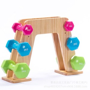 Wooden <b>Dumbbell</b> Rack 3 Tier Multi Layer Storage Organizer For Gym Home Use Durable Natural Wood Color - Product Image 2