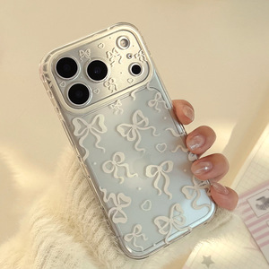 Coque souple transparente en forme de cœur perlé, compatible avec iPhone 17 Pro Max, avec découpe précise, protection intégrale anti-chute - Product Image 3