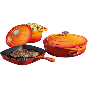 Bộ Dụng Cụ Nấu Nướng Bằng Gang OEM MOQ Thấp Bộ Nồi Và Chảo Tráng Men Vỏ Sò Nhiều Màu - Product Image 2