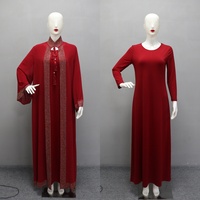 Abaya ouverte TKS avec ensemble deux pièces pour femme, robe longue musulmane de luxe ornée de strass, vente en gros 2026