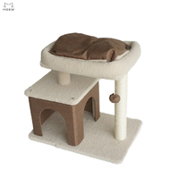 Arbre à chat double couche amovible avec griffoir en jute, lit supérieur lavable et condo pour chats d'intérieur