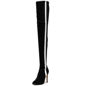 Summer Peep Toe Skintight Stretch Women's Super Long Boots Thigh High Custom Booties Stiletto Heels Wide Leg Fit <b>Shoes</b> - Product Image 5